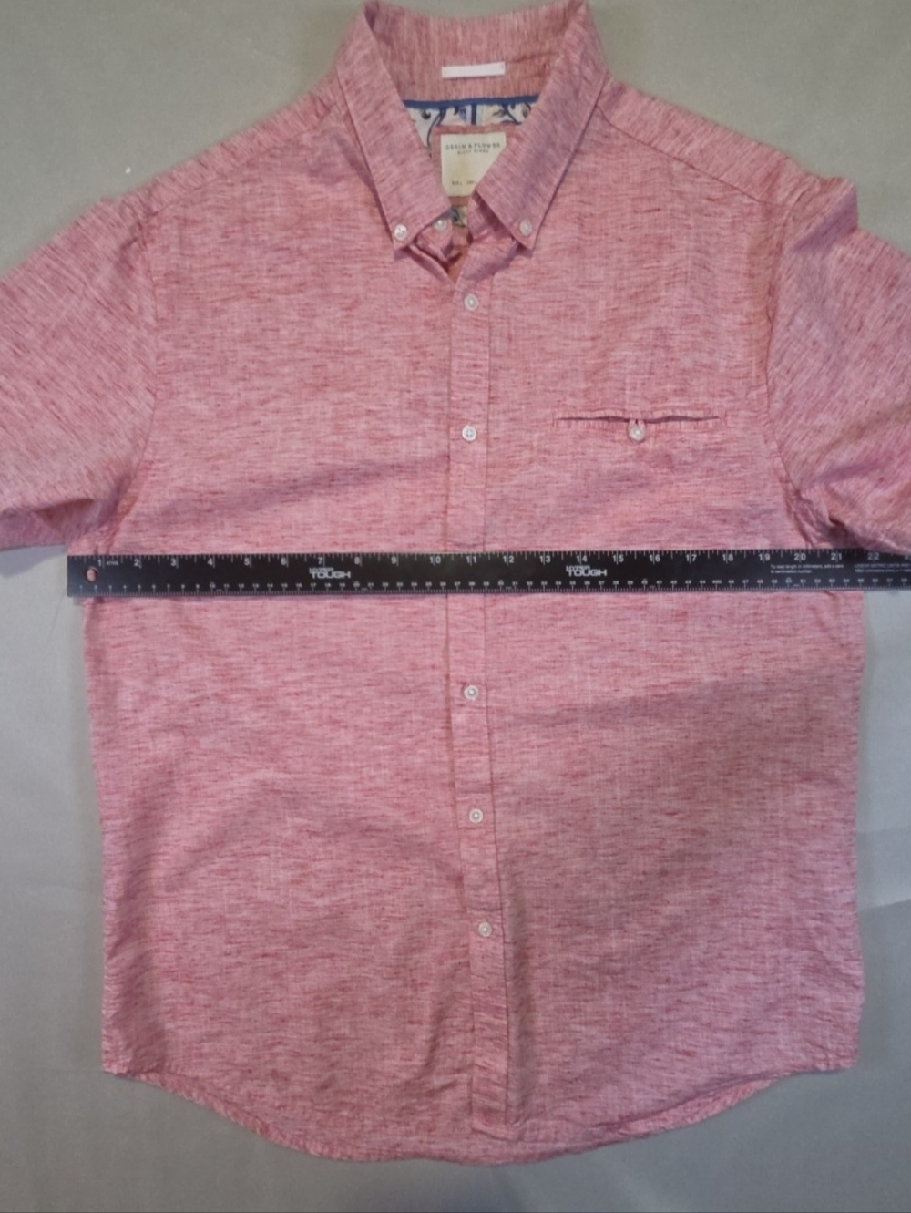 Denim & Flower Men's Large Button Up Shirt Ricky Singh Light Pink Cotton Blend - Picture 8 of 14